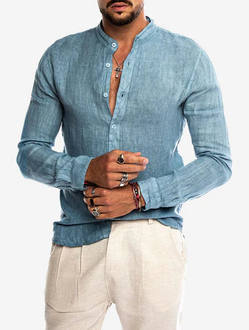 Camisa Manga Longa de Linho 100% - Modelagem Slim