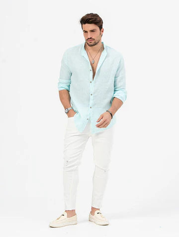 Camisa Manga Longa de Linho 100% - Modelagem Slim