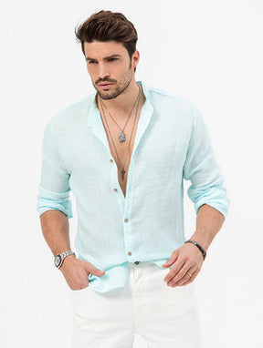 Camisa Manga Longa de Linho 100% - Modelagem Slim